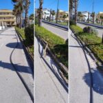 MONDRAGONE – Problemi con le piste ciclabili: davanti all’ex Stella Maris tubi in strada e sicurezza a rischio